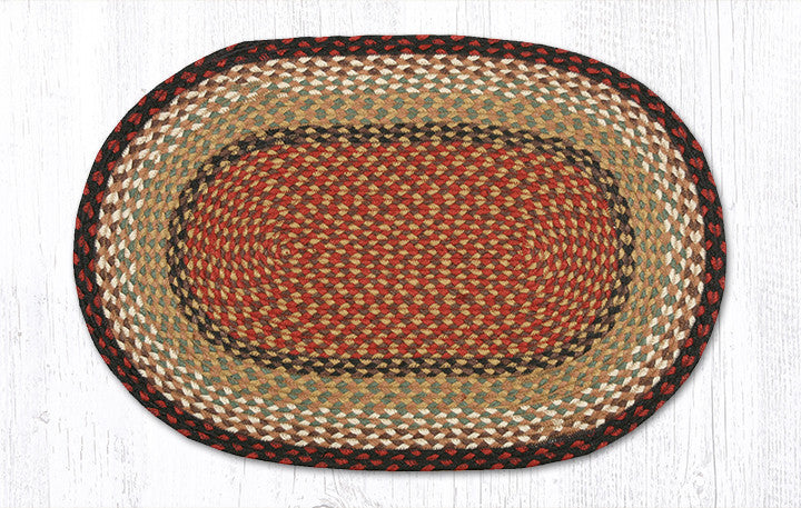 Burgundy/Mustard Oval Rug 20" x 30"