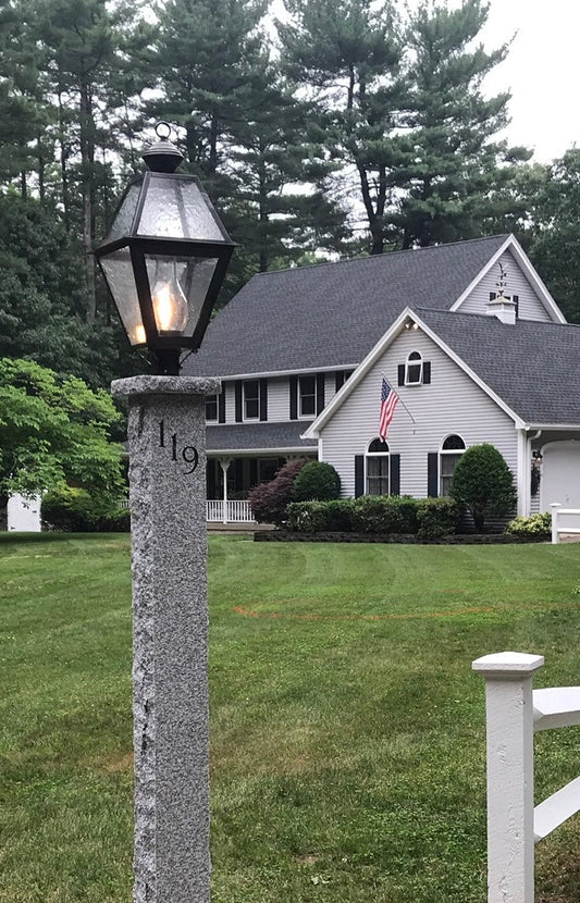 Boston Post Light with 3 Light Cluster - Dark Brass