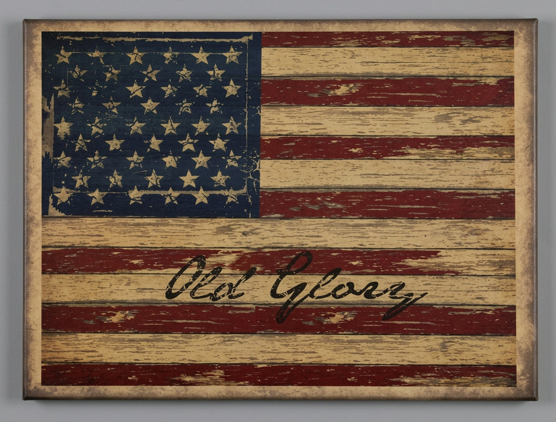 Canvas print of a flag and the words "Old Glory"