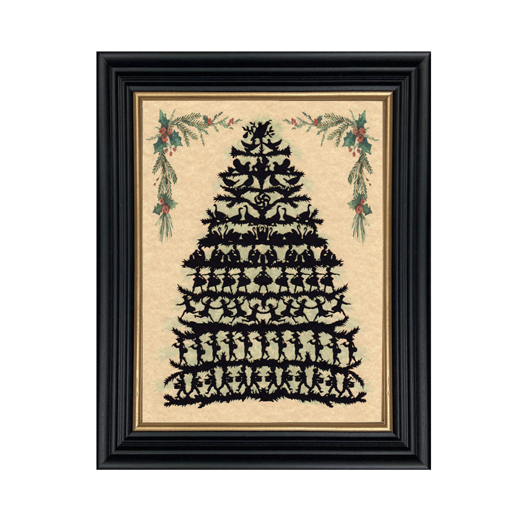 12 days of Christmas silhouette in black frame