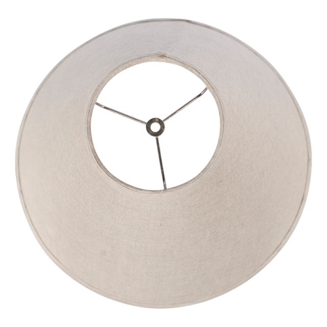 Bottom view of lampshade on white background.