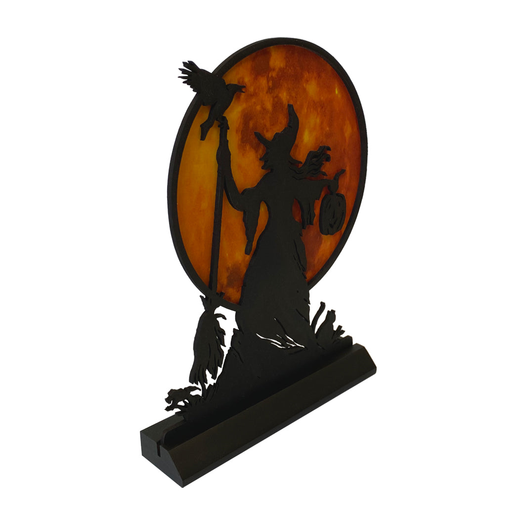 Wicked Witch Moon with Moon Silhouette Halloween Tabletop Ornament Decoration