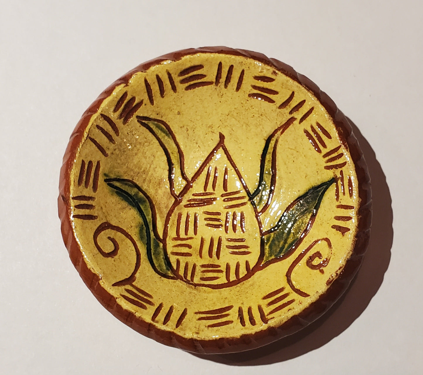 2 1/2" Sgraffito Pottery Plate