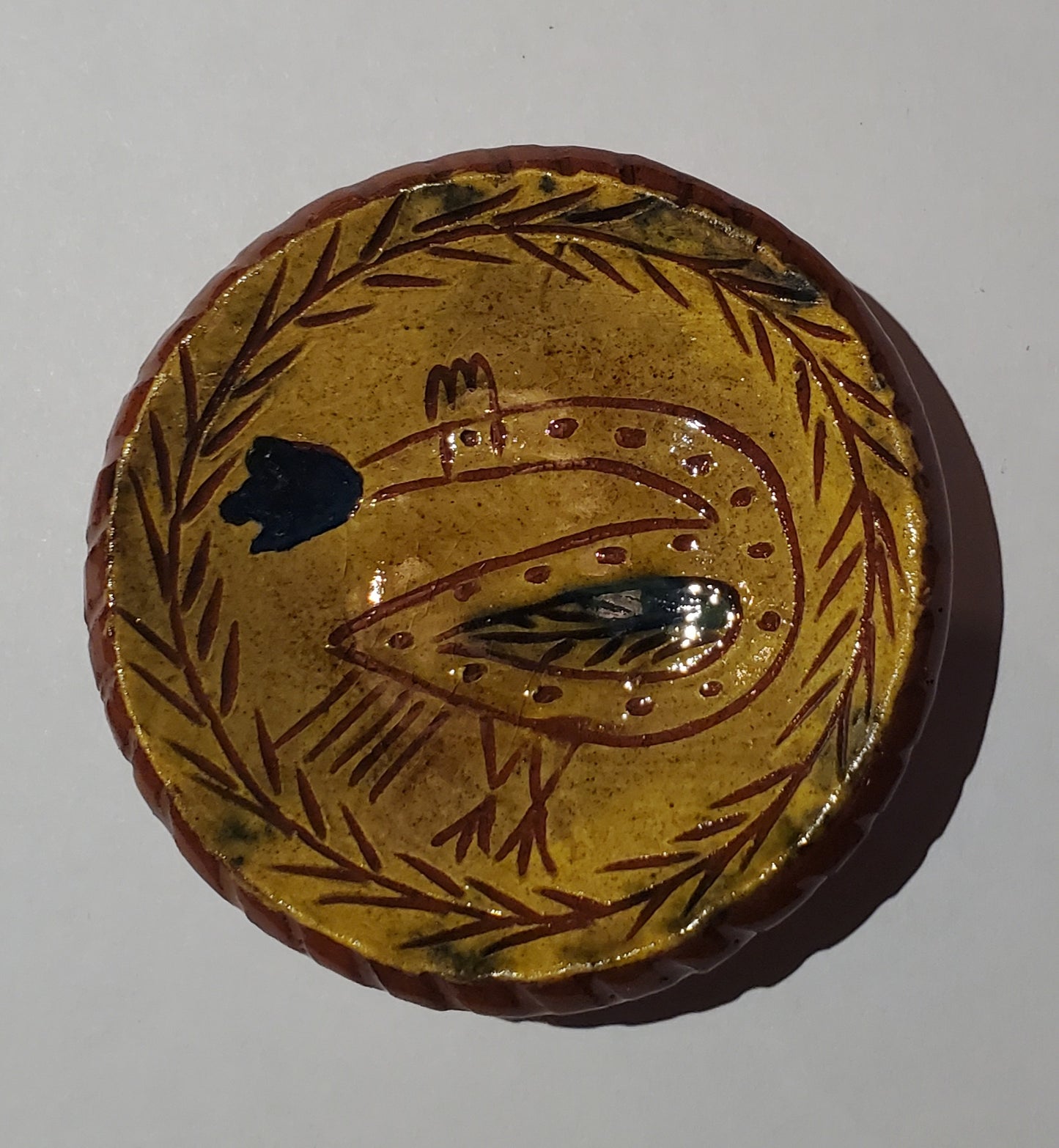 2 1/2" Sgraffito Pottery Plate