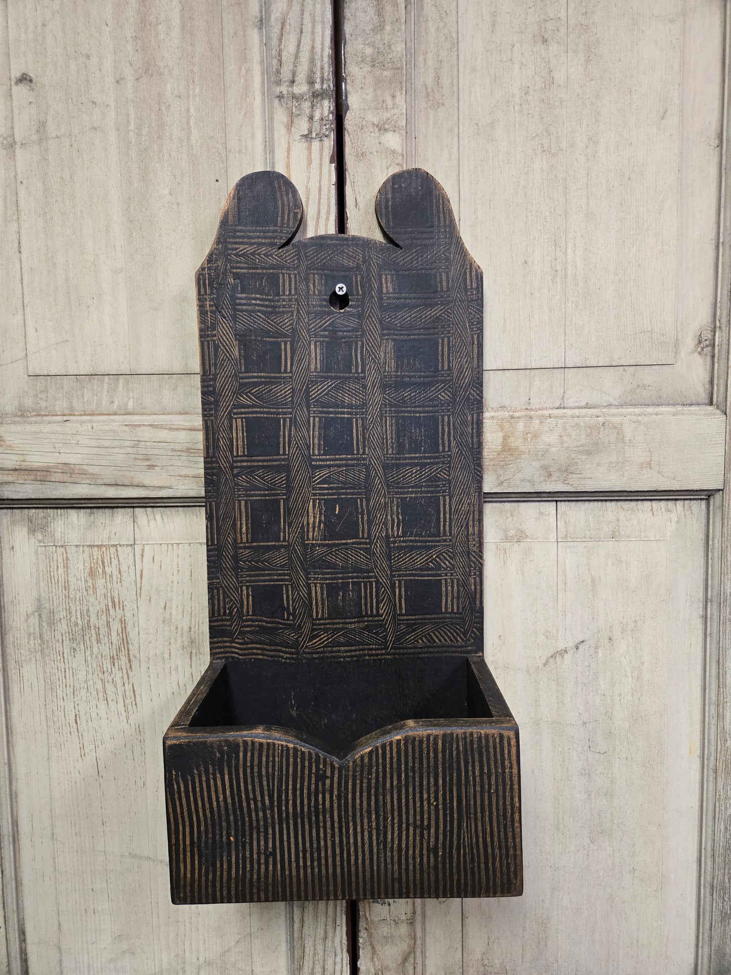 Black Comb Painted Tall Wall Box