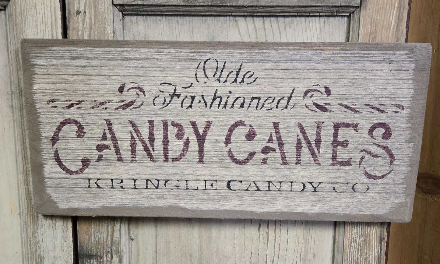 Olde Fashioned Candy Canes Wood Sign