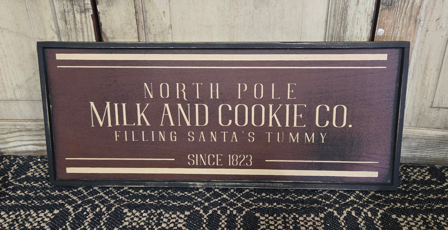 North Pole Milk and Cookie Co. Wood Sign