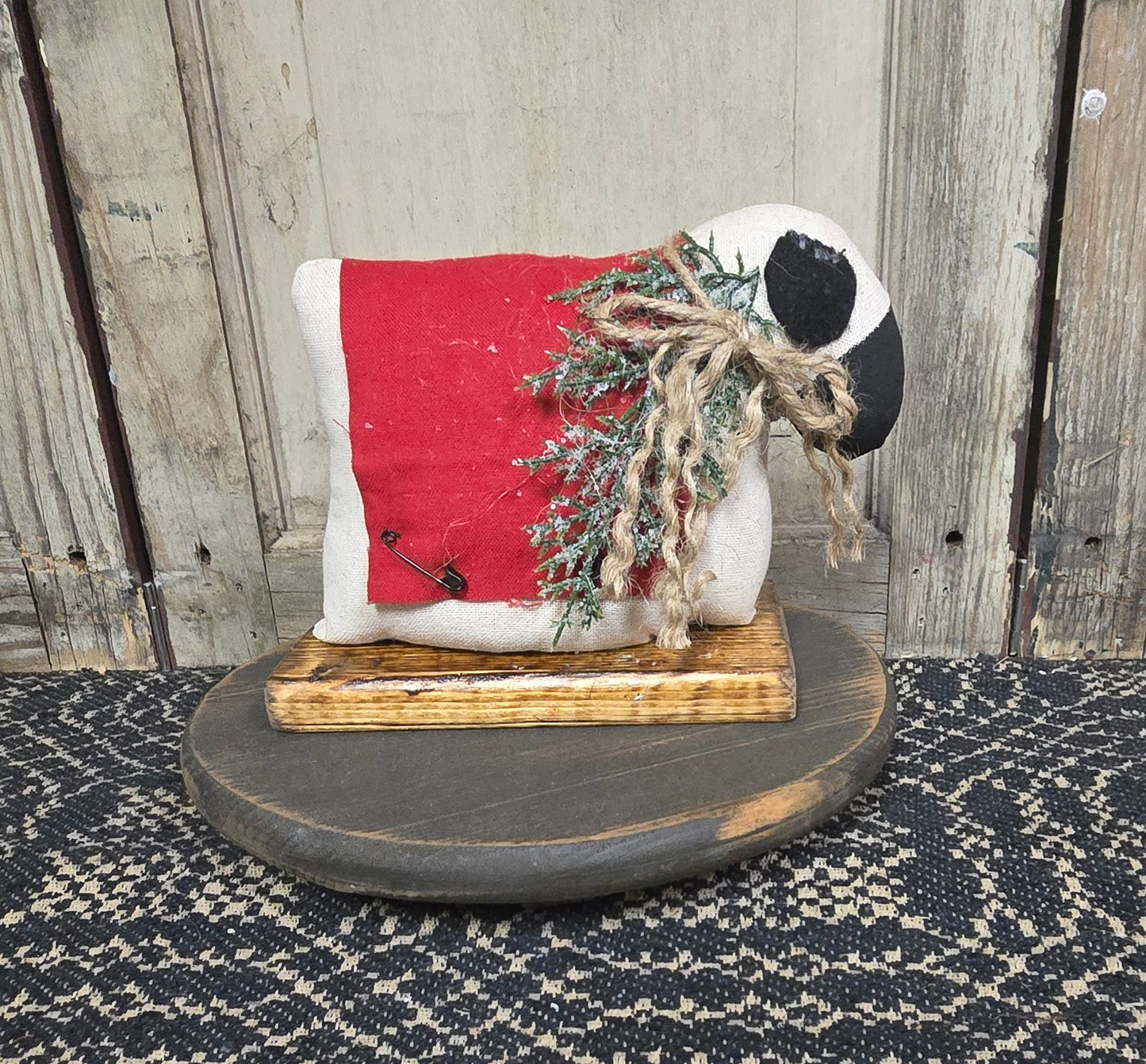 Primitive Sheep on Wooden Base