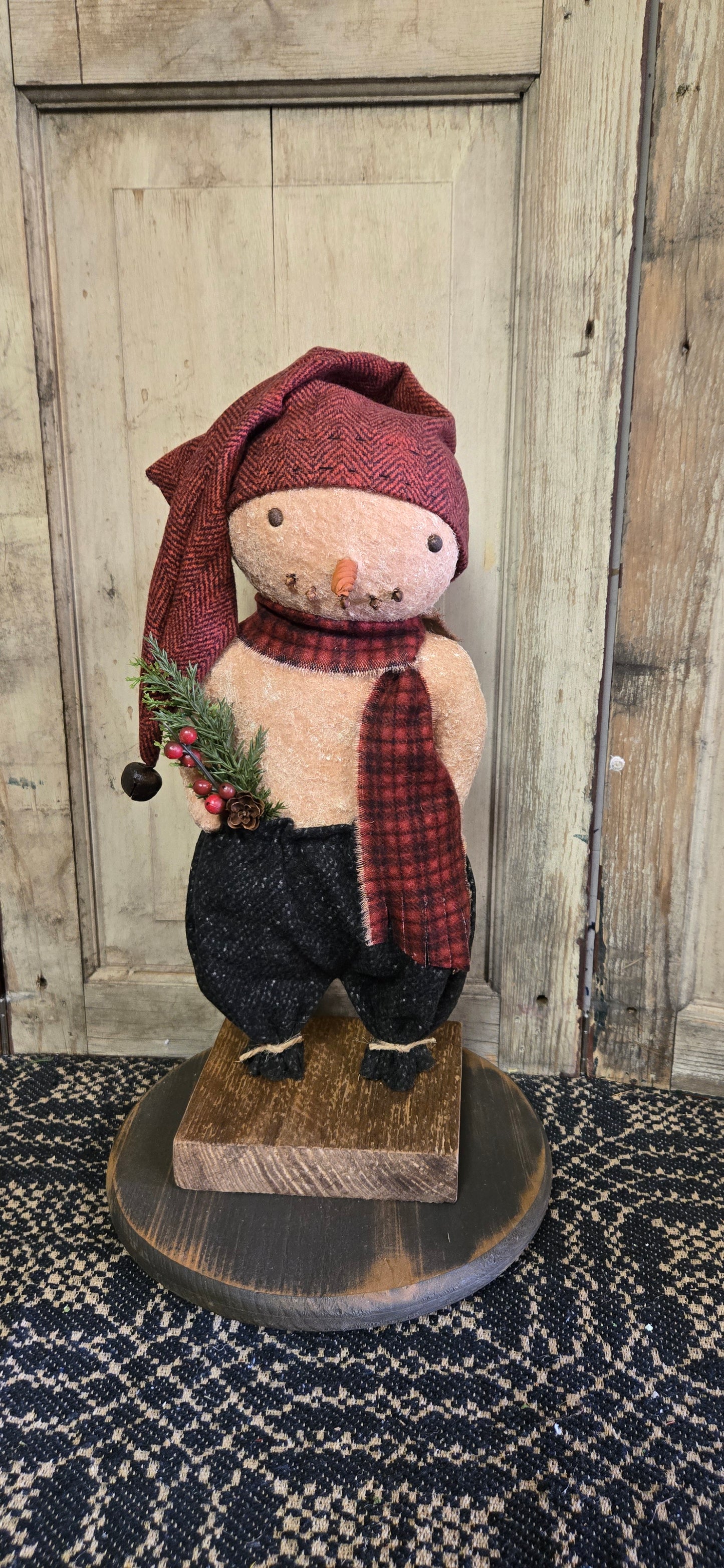 Primitive Snowman with Scarf