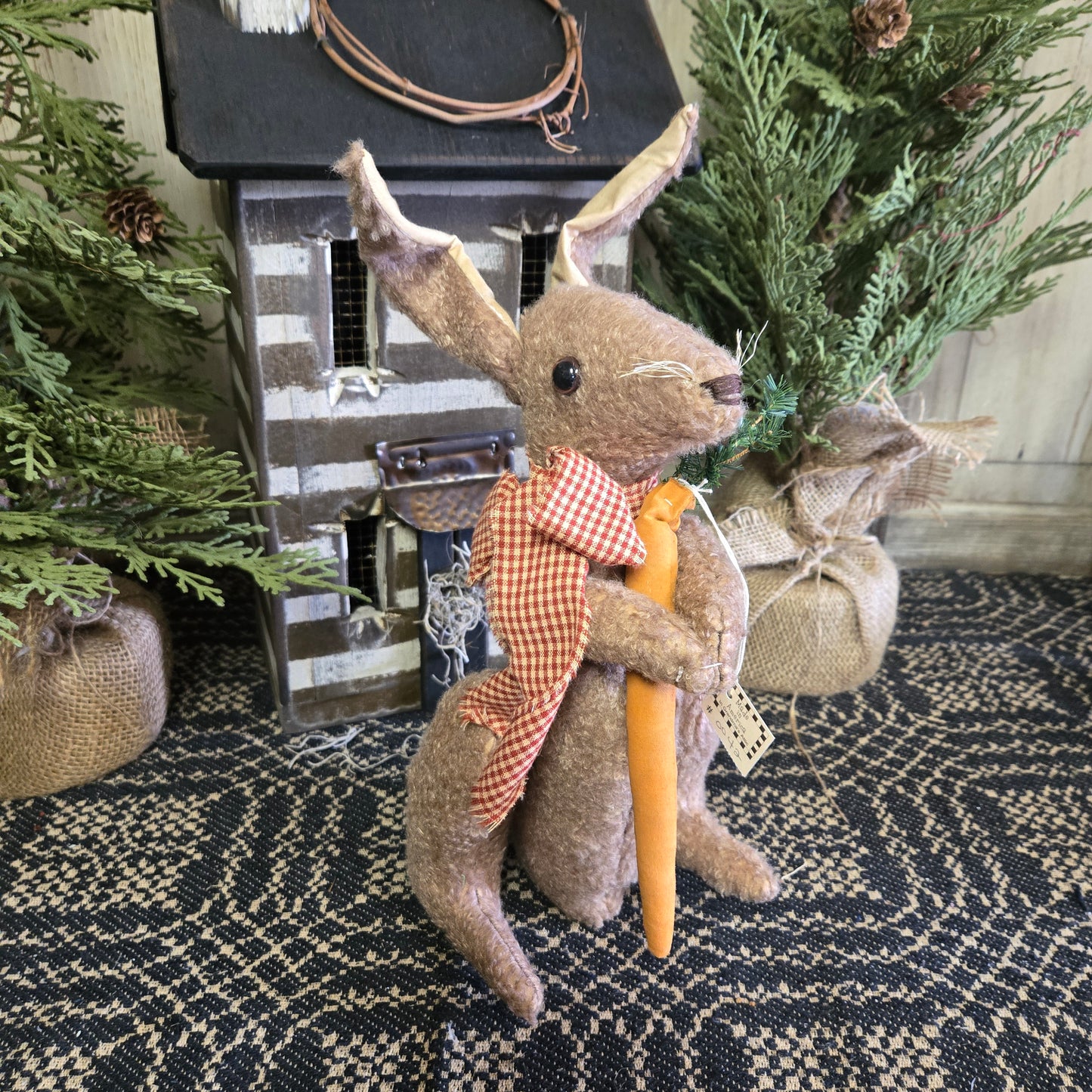 Primitive Standing Bunny with Carrot