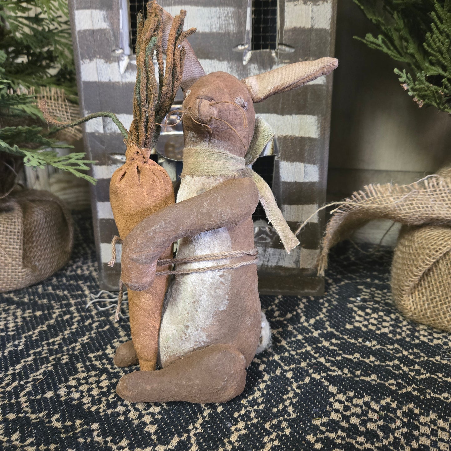 Grungy Bunny Holding Carrot