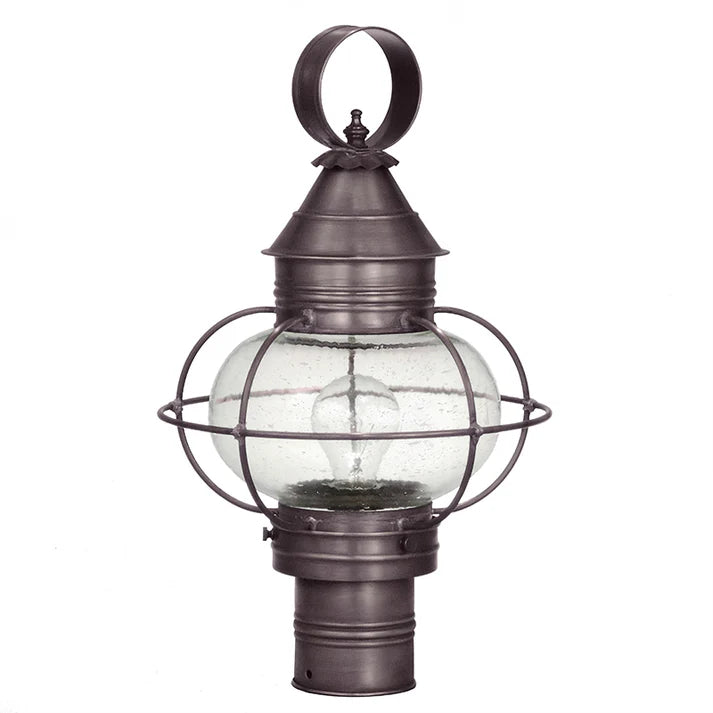 Small Caged Onion Post Light - Dark Brass