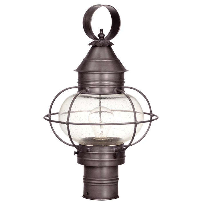 Medium Caged Onion Post Light - Dark Brass