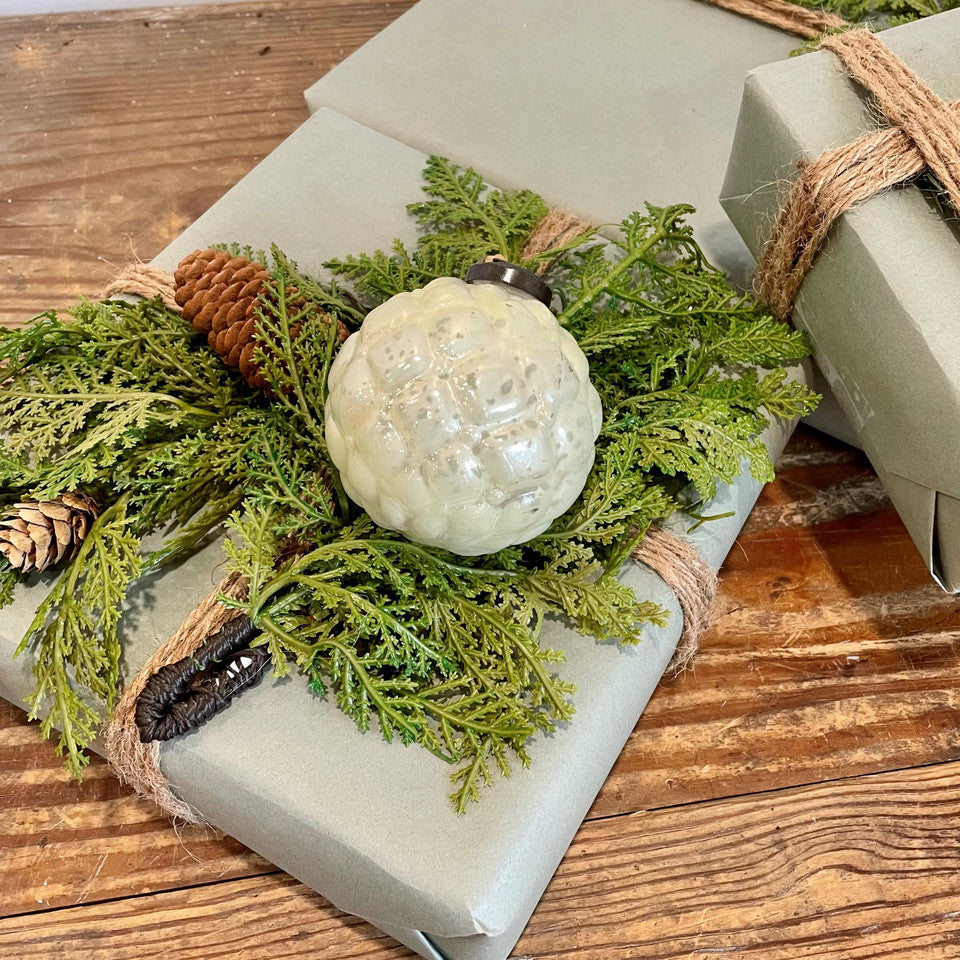 3" WHITE QUILTED KUGEL ORNAMENT