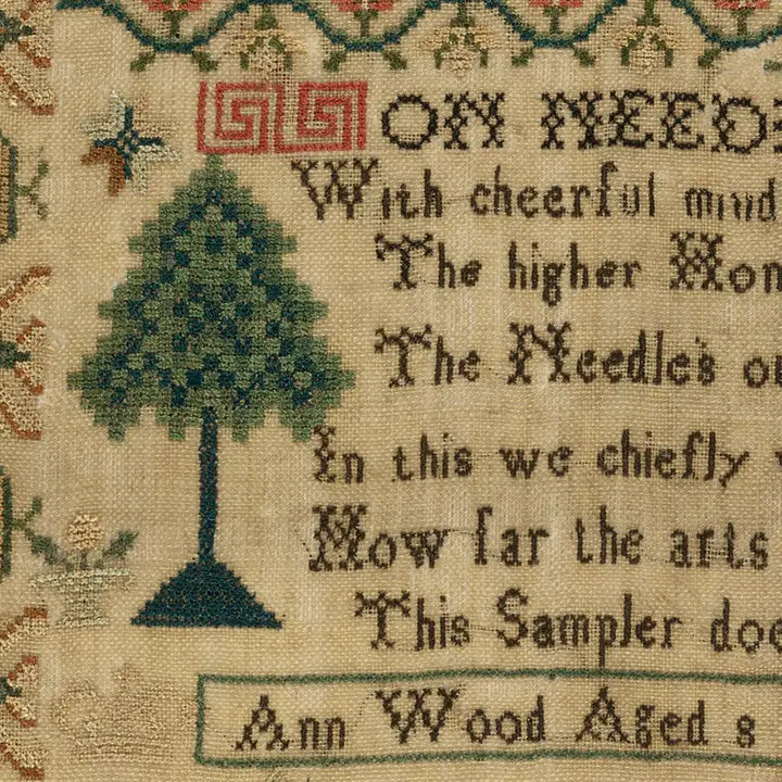 Ann Wood 1817 Embroidery Needlepoint Sampler Framed Print