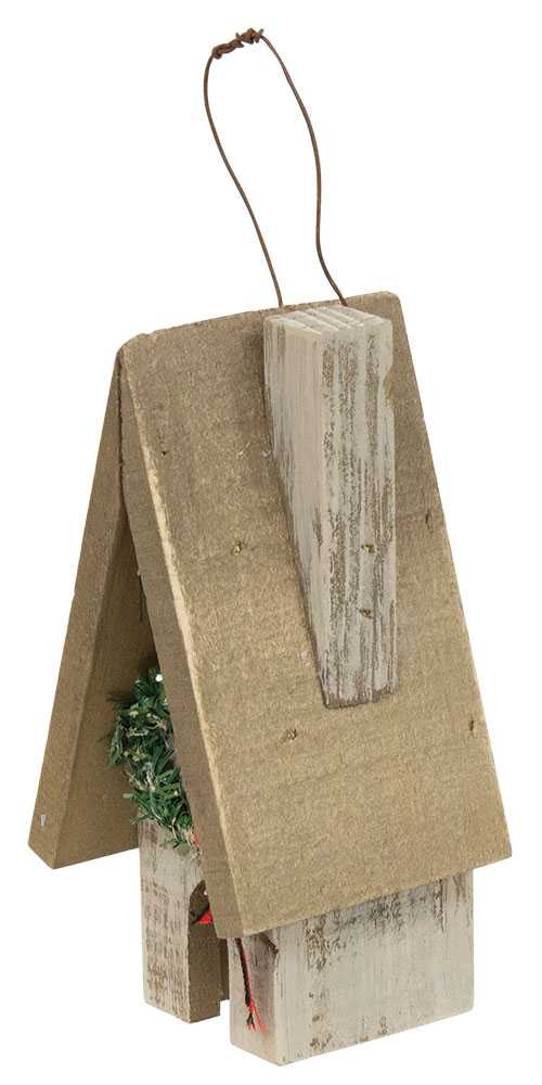Primitive Town House with Wreath Ornament