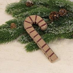 Primitive Christmas Antiqued Wooden Candy Cane Ornament