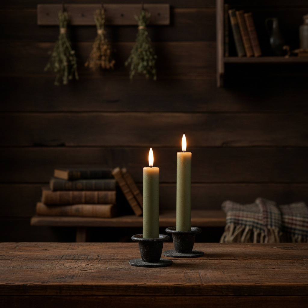 5 3/4" 3D Flame Green Taper Candle