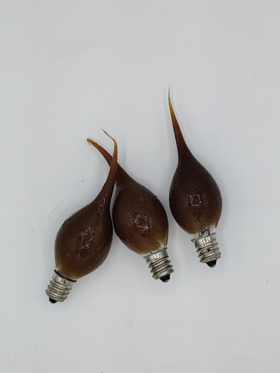 Three silicone bulb lights with a coffee scent, with visible wiring and a black bulb base.