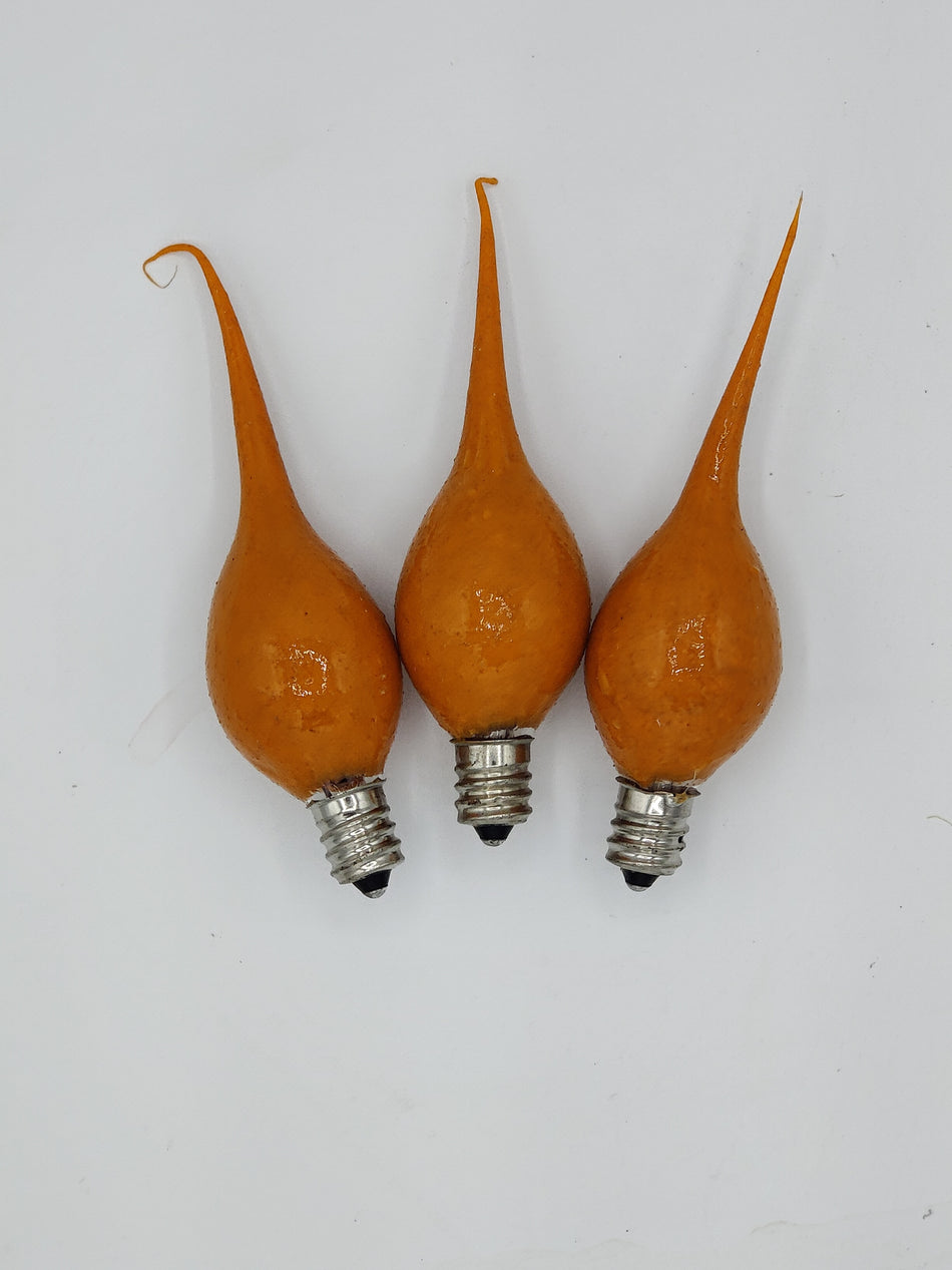 Three orange peel-shaped silicone bulbs with a dimmable switch, displayed against a white background.