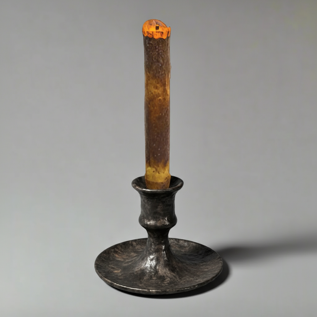 Tapered cylindrical object with a gradient from orange to brown on a gray background