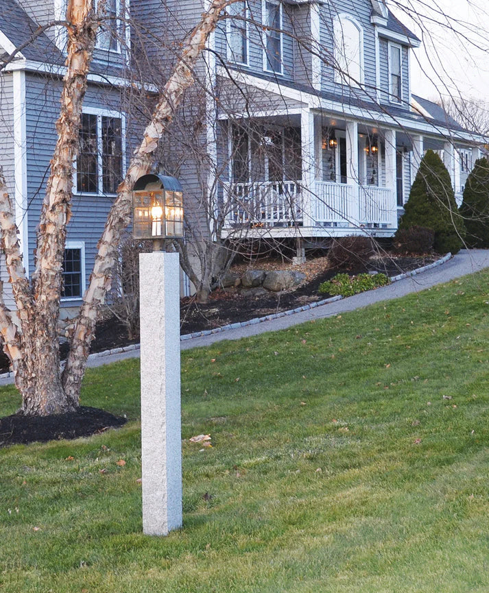 Adams Post Light with H Bars and 3 Light Cluster - Antique Copper