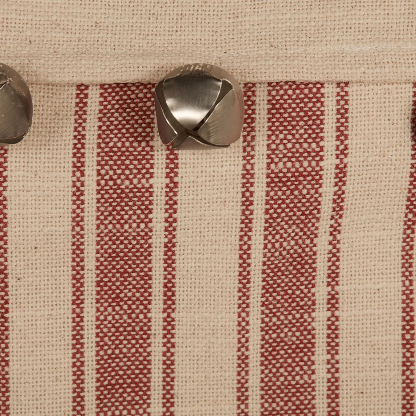 Sleigh Bells Ticking Stripe Christmas Stocking