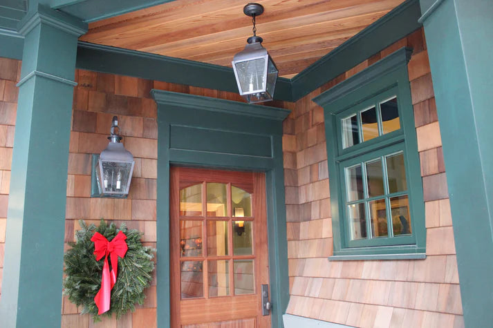 Stanfield Medium Wall Light with Top Scroll - Verdi Gris