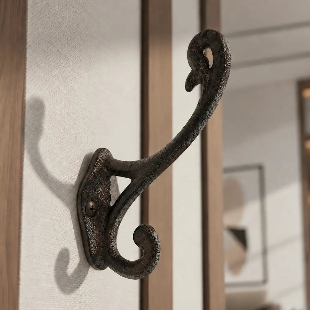 Wall Hook Cast Iron Rustic Weathered Finish