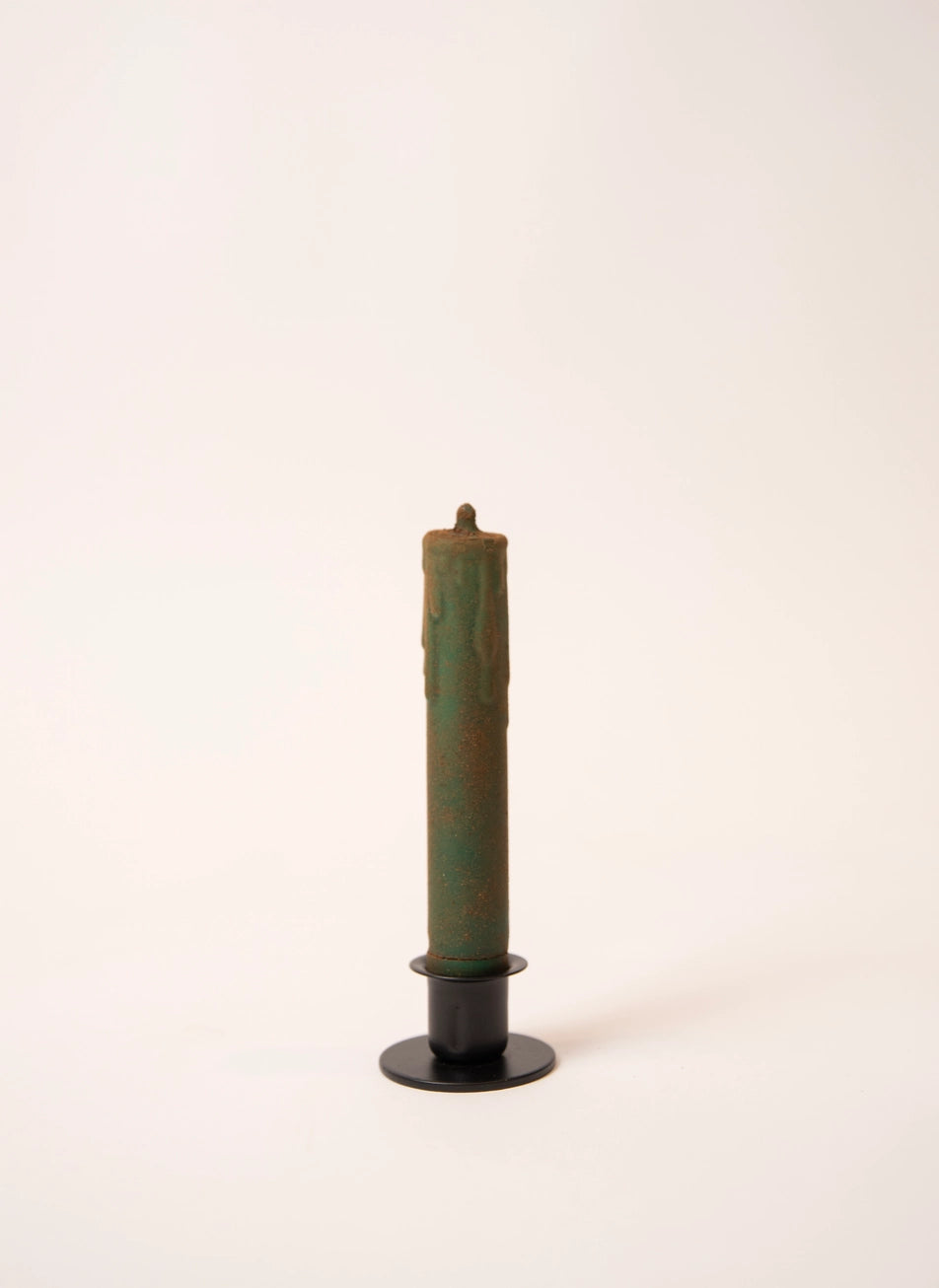 Christmas Green LED Timer Taper Candle - 6"