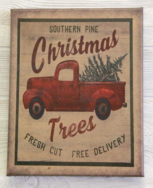 Christmas Trees Primitive Canvas Print