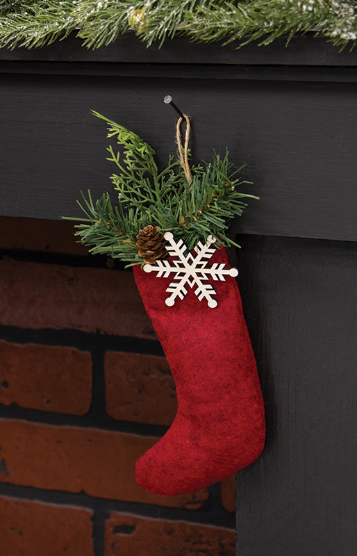Hanging Winter Greens Snowflake Stocking