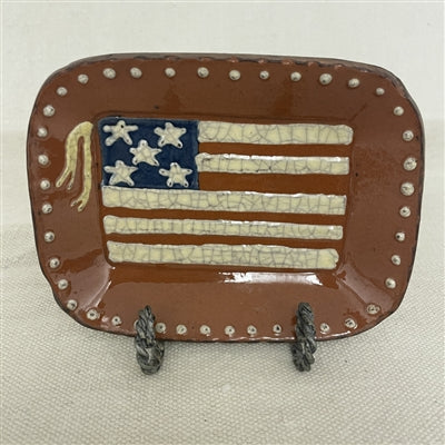 Small Flag Redware Plate