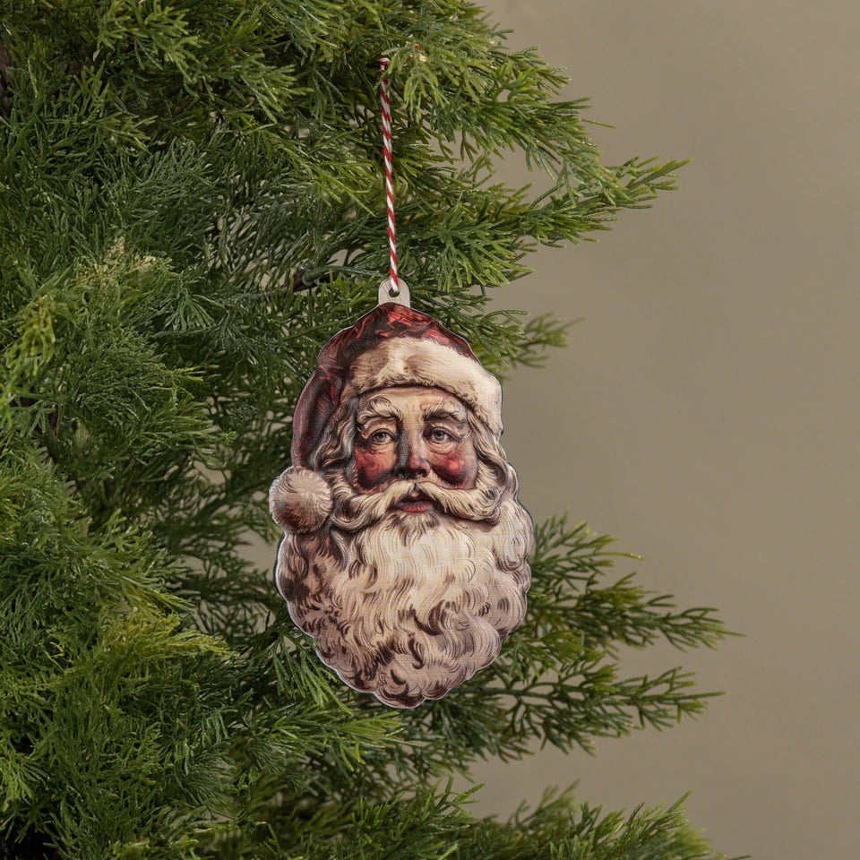 6.5" Santa Head Metal Ornament