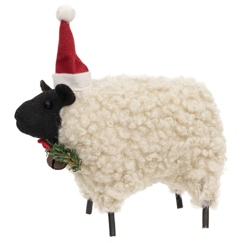 Stuffed Standing Primitive Santa Hat Sheep