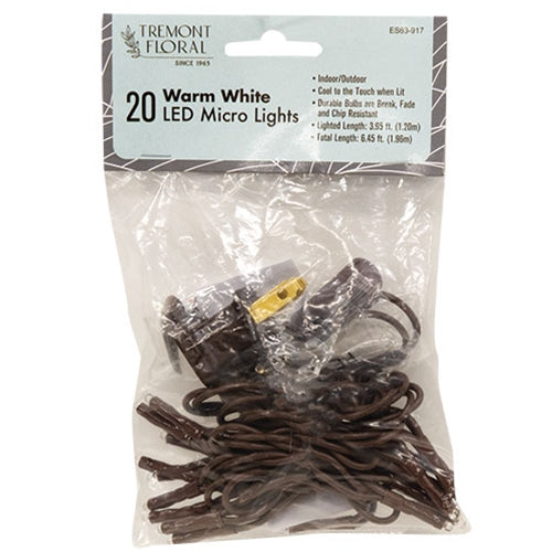 Warm White LED Micro Lights 20 Count