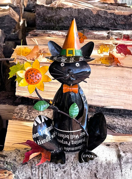 Jinx Kitty Holding a Sunflower