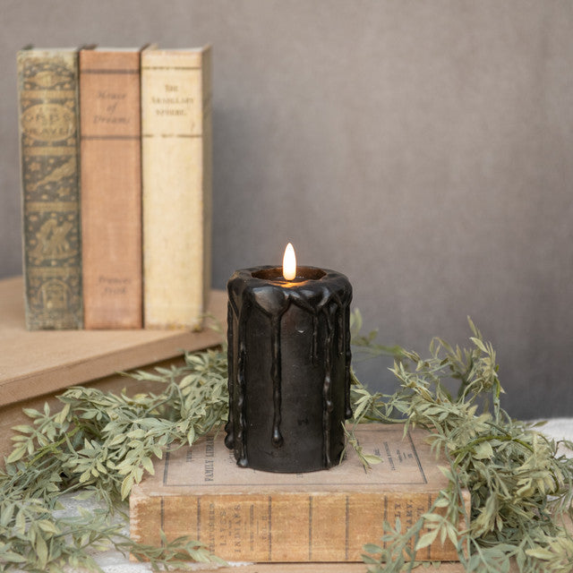 5" BLACK 3D FLAME PILLAR CANDLE