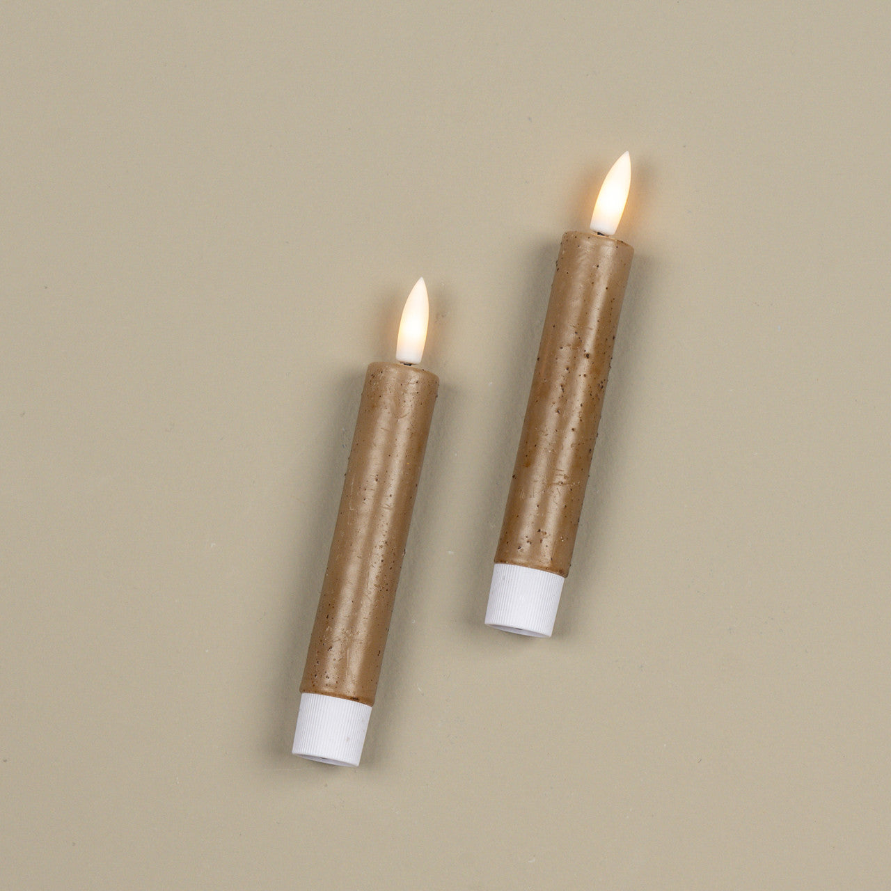 5 3/4" 3D Flame Beige Taper Candle