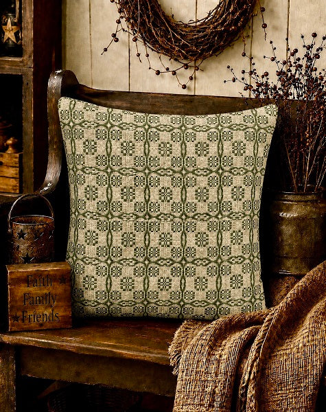 Saratoga Green/Linen Pillow 16X16