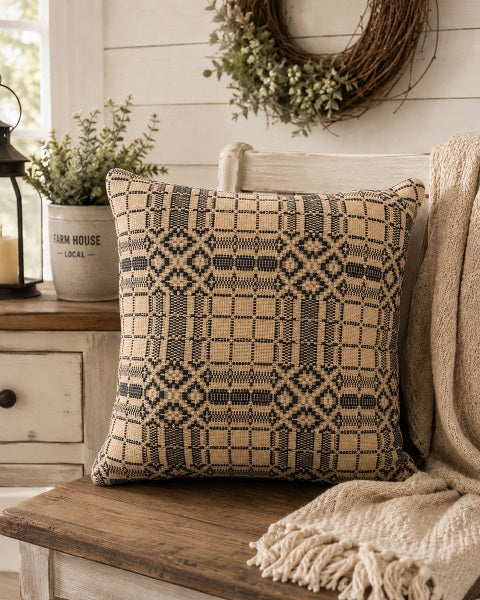 Normandy Black/Tan Pillow 16X16