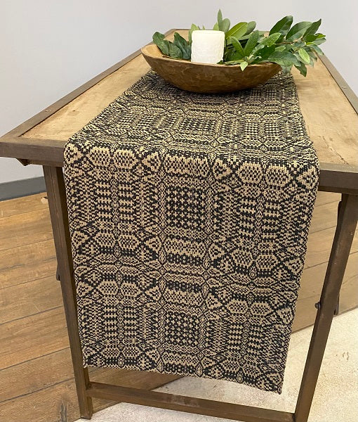 ABIGAIL'S WEAVE BLACK/LINEN SHORT TABLE RUNNER