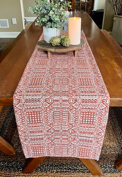 ABIGAIL'S WEAVE PUMPKIN/CREAM/NAVY SHORT TABLE RUNNER