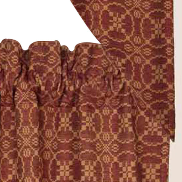 Barn Red Tan Marshfield Jacquard Swag Lined