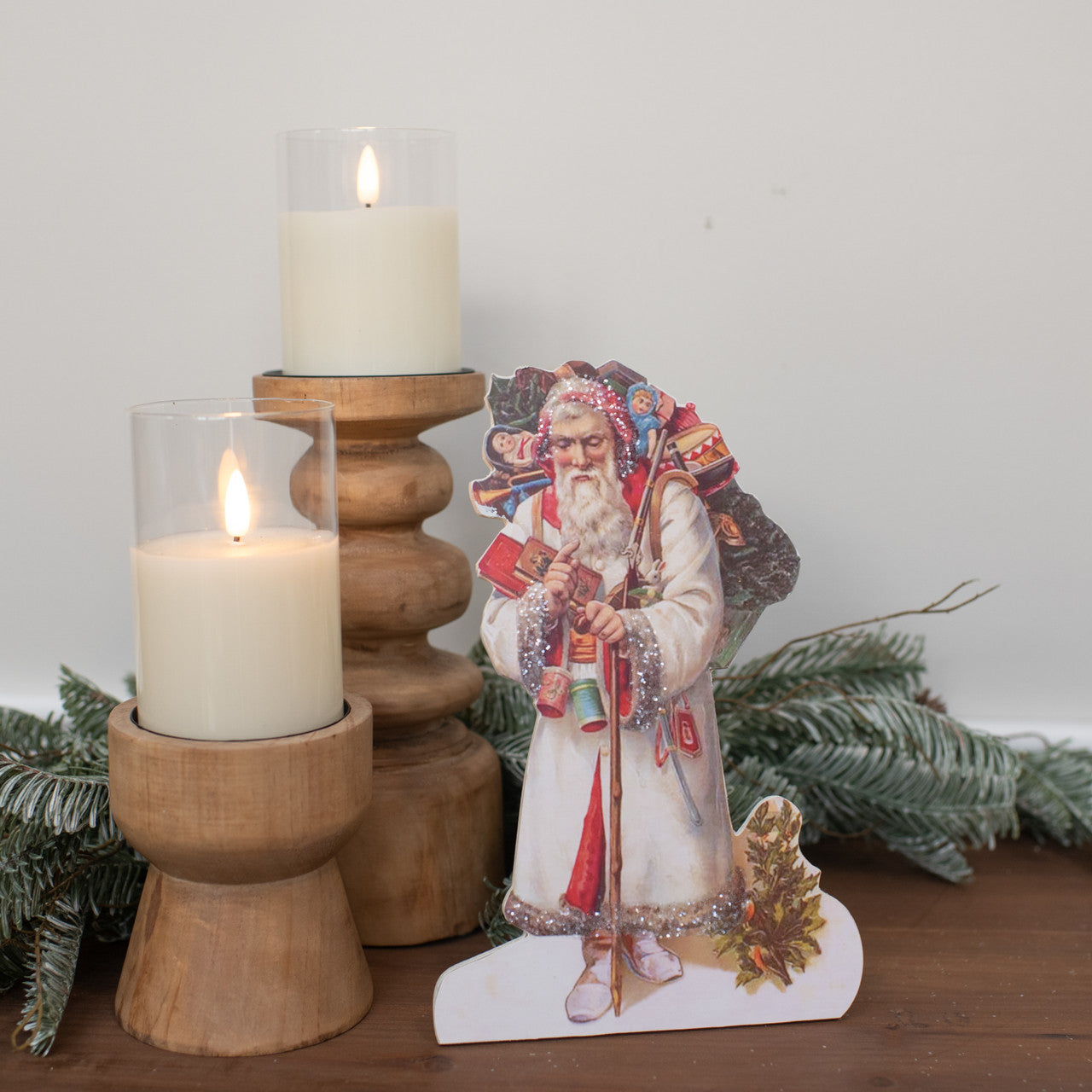 10" PRIMITIVE SANTA W/ WHITE COAT DUMMY BOARD