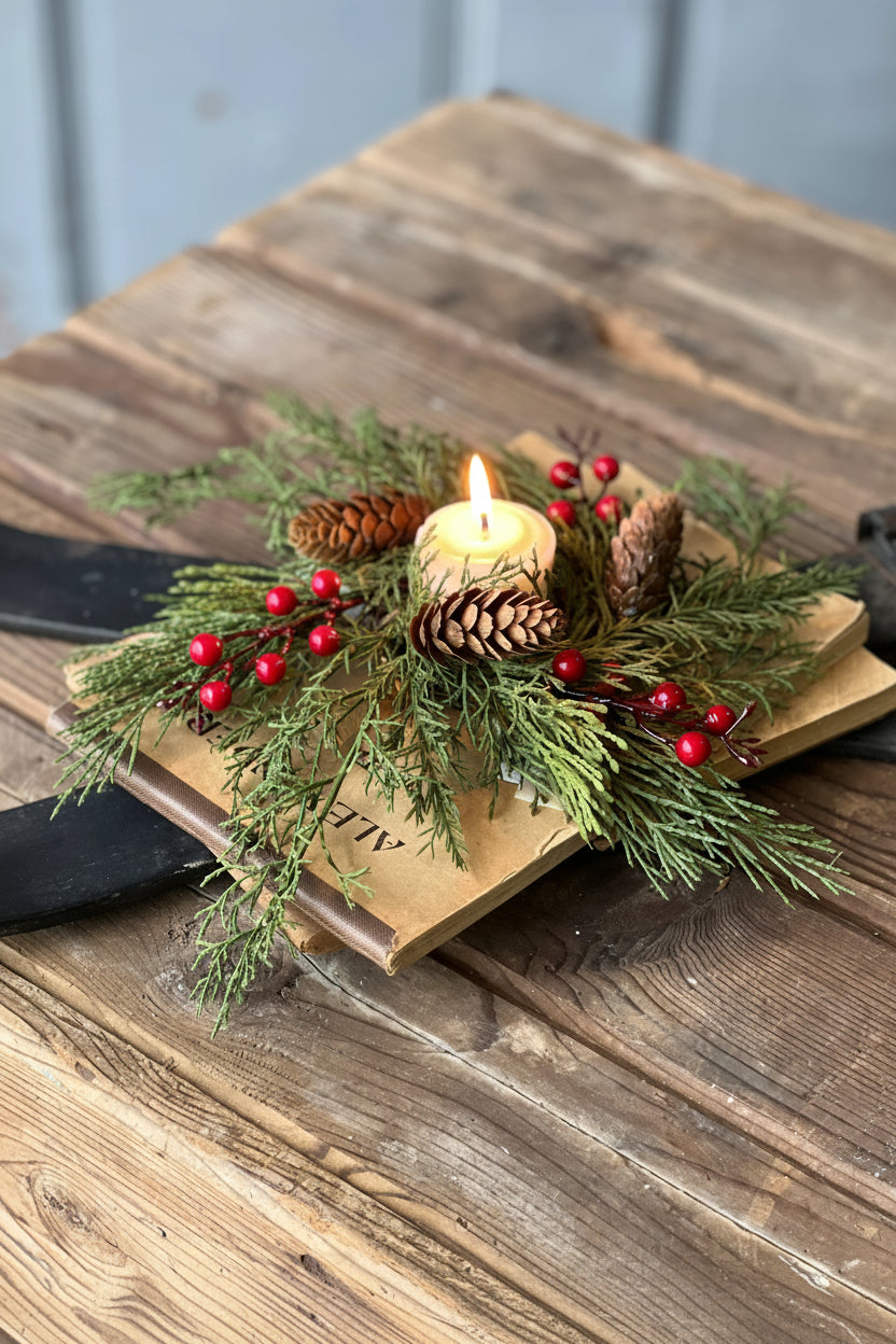 Alpine with Berries Candle Ring | 7"