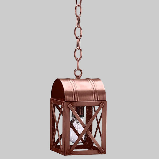 Copper hanging lantern on a gray background