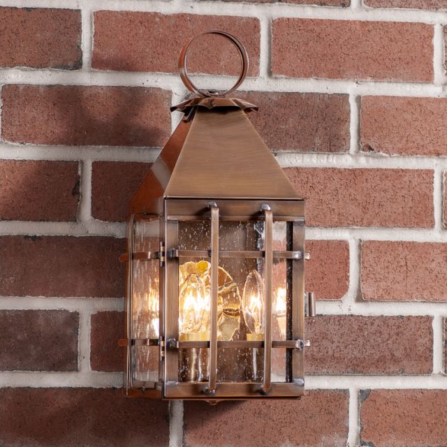 Barn Outdoor Wall Light in Solid Weathered Brass - 3-Light