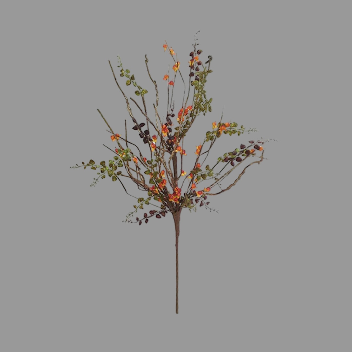 Artificial bittersweet leaves woven through a twig pick