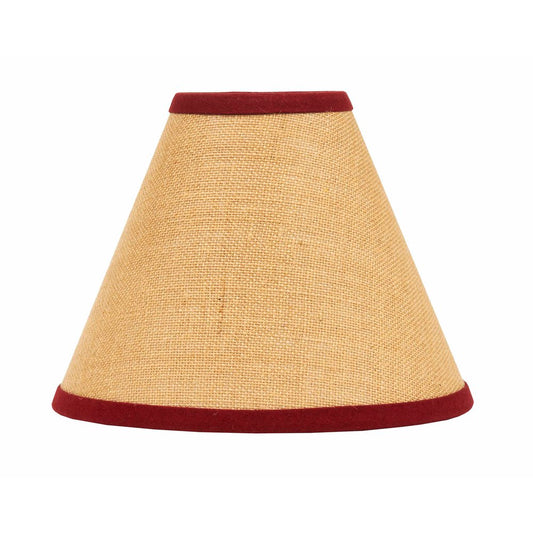 Beige lampshade with burgundy trim on a white background
